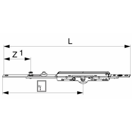 224177	MACO Crémone de coulissant 1 galet lg 600mm axe 6,5mm