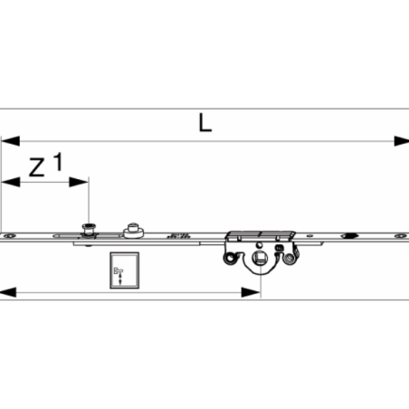 224172	MACO Crémone de coulissant 1 galet lg 600mm axe 15mm
