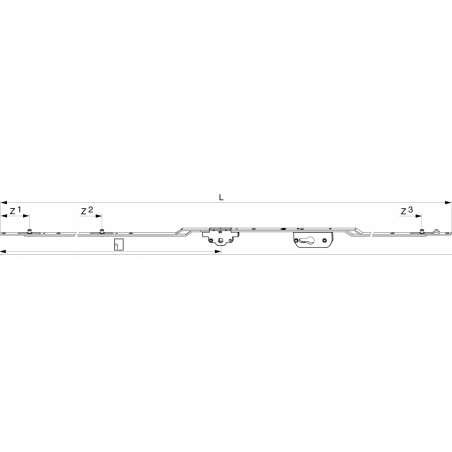 224176 MACO Crémone de coulissant 3 galets + condamnation à clés lg 2350mm axe 15mm