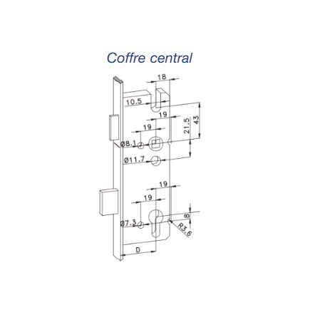 5092368 WINKHAUS serrure AVP automatique - axe 50 / entraxe 92 / 4 galets