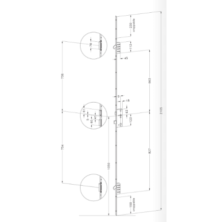2094055 WINKHAUS serrure manœuvre au cylindre - axe 40/ entraxe 92 / 2 crochets