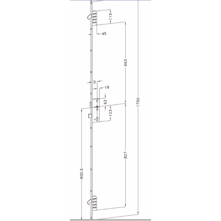 2751908 WINKHAUS serrure manœuvre à relevage - axe 30/ L1750/2 crochets