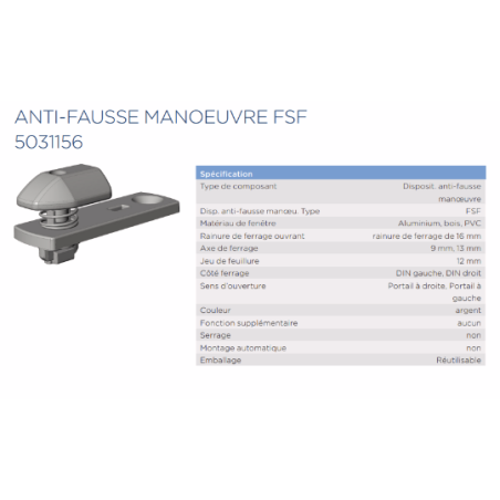 5031156 WINKHAUS anti fausse manoeuvre