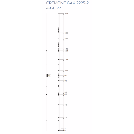 4938122 WINKHAUS crémone GAK - axe 15,5mm – 1975-2225mm - poignée à 1050