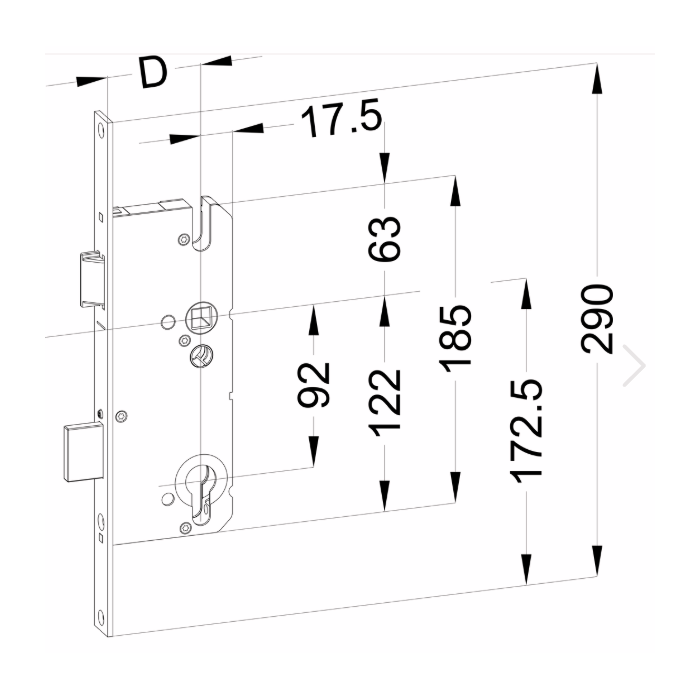 1690082  WINKHAUS serrure manœuvre au cylindre - axe 35