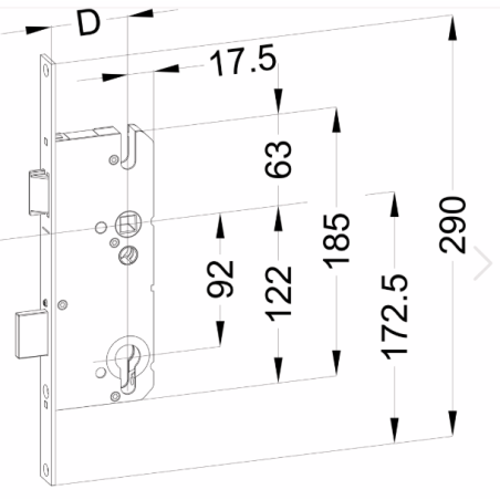 1690082  WINKHAUS serrure manœuvre au cylindre - axe 35