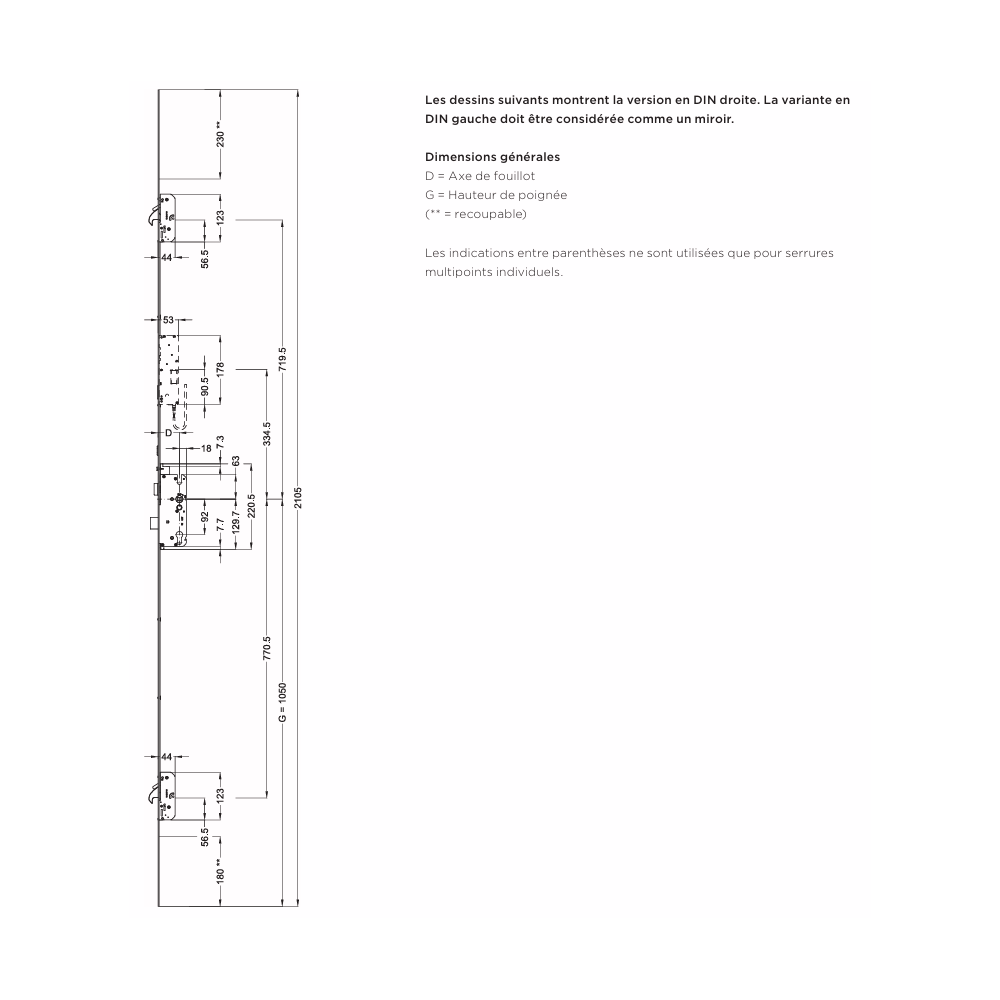 5099636 WINKHAUS serrure automatique - axe 55/ entraxe 92 / 2 crochets