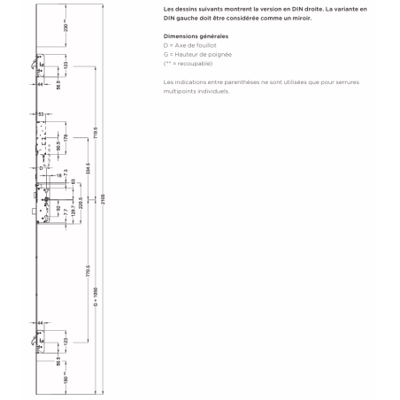 5099636 WINKHAUS serrure automatique - axe 55/ entraxe 92 / 2 crochets