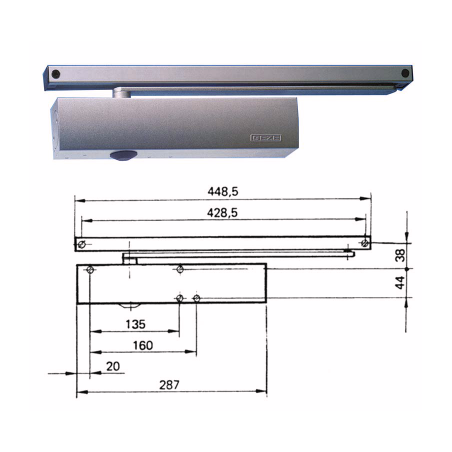 1811250 Ferme porte TS5000 sans bras EV1 argent