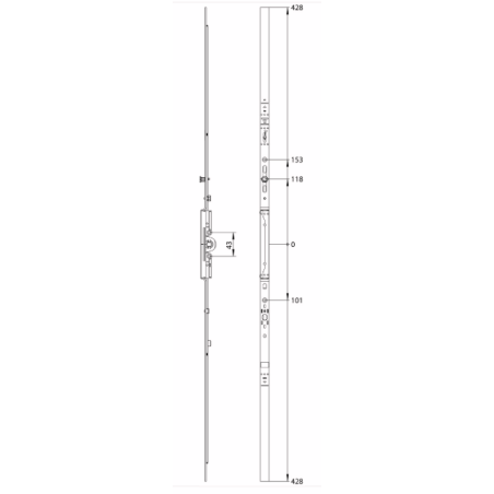 4969403 WINKHAUS crémone GAM - axe 7,5mm / 1050mm /poignée au milieu