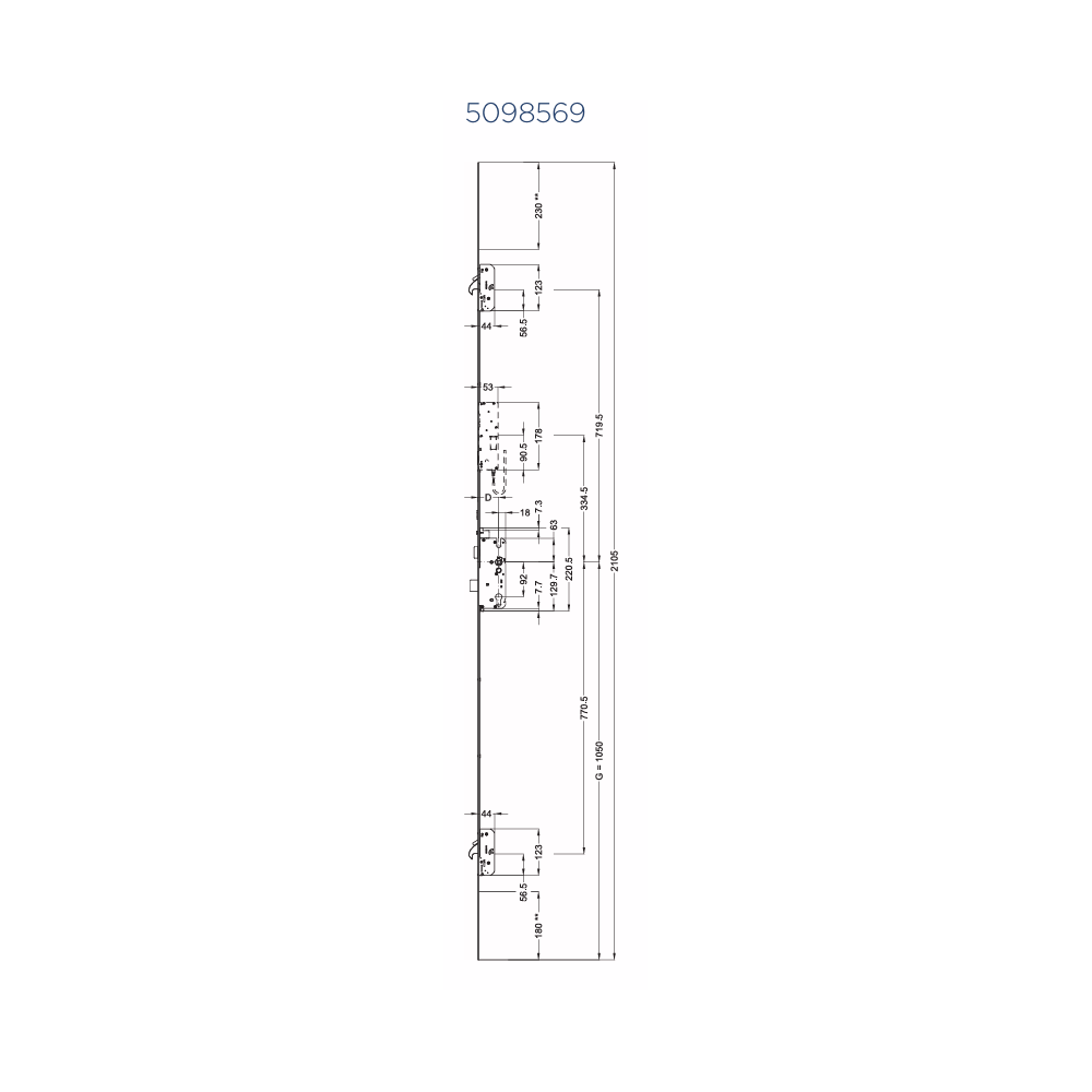 5098569 WINKHAUS serrure automatique - axe 35/ entraxe 92 / 2 crochets