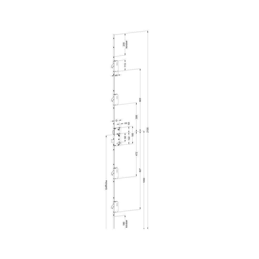 2935723 WINKHAUS serrure manœuvre à relevage - axe 45/ L2105/4 crochets