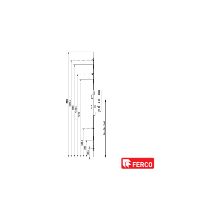 FERCO serrure à encastrer multipoints GU-EUROPA R4 à relevage - axe 40 / entraxe 70