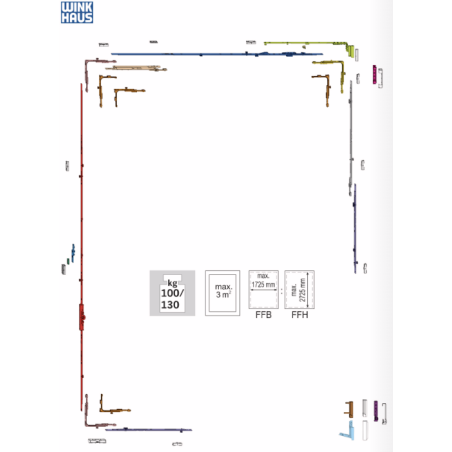 4969423 WINKHAUS crémone GAK - axe 7,5mm - 1525/1775mm / poignée à 550