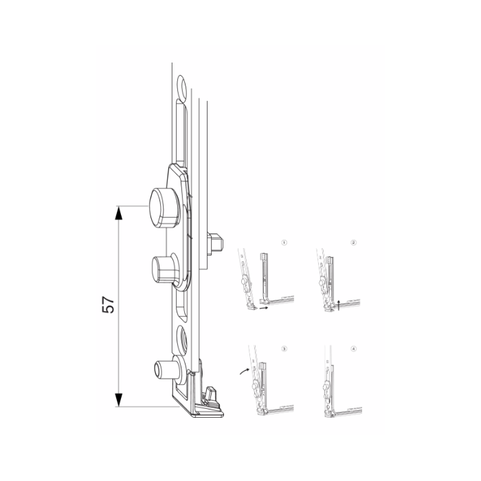 212034 MACO crémone Multimatic - axe 6,5mm / 1341-1590mm /  poignée à 500