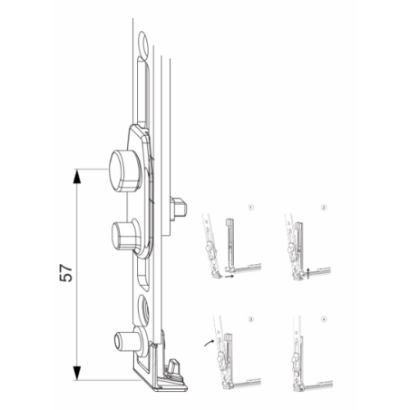 212036 MACO crémone Multimatic - axe 6,5mm / 1591-1700mm / poignée à 600