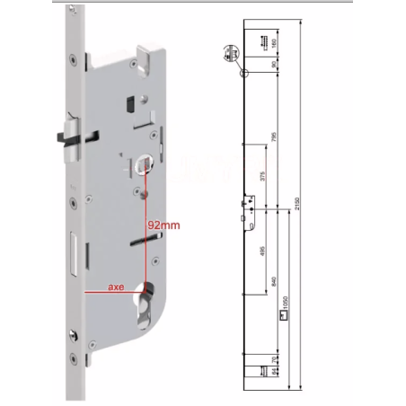 243683 MACO serrure GTA automatique - axe 45/ entraxe 92 / 4 galets