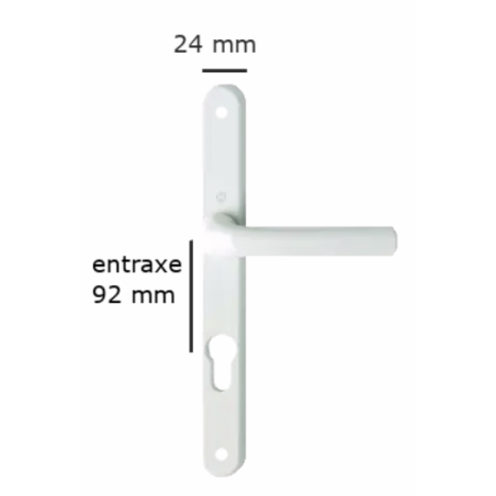 Poignée de porte d'entrée réduite / entraxe 8x92 mm