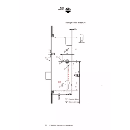230691 MACO serrure ZTS manoeuvre au cylindre - axe 40/ entraxe 92 / 4 galets