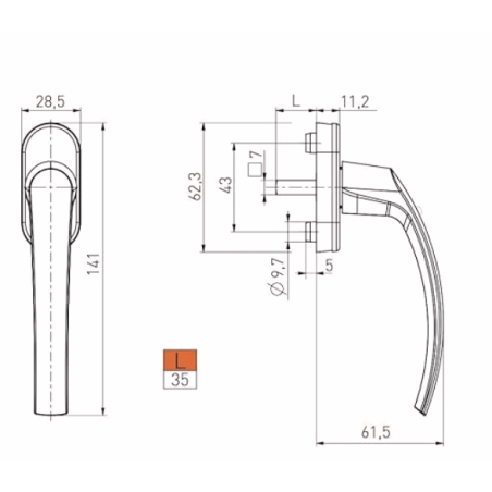 Poignée Alu pour fenêtre PVC / Aluminium