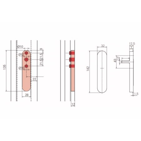 312766 ROTO poignée de coulissant simple standard POP-UP /  carrée de 26mm (blanc 9016)