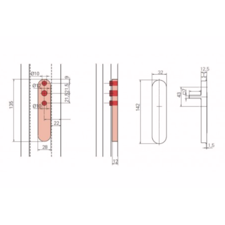 493898 ROTO poignée de coulissant simple standard POP-UP / carrée de 26mm (noir 9005)