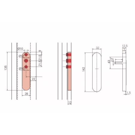 323280 ROTO poignée de coulissant simple standard POP-UP / carré de 26mm (aspect inox F9)