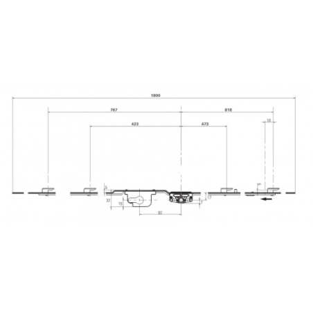 628502 ROTO crémone de coulissant à barillet / axe 17mm / L1800mm/ poignée à 900mm