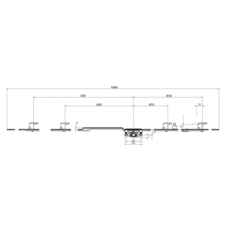 628504 ROTO crémone de coulissant/ axe 17mm / L1800mm/ poignée à 900mm