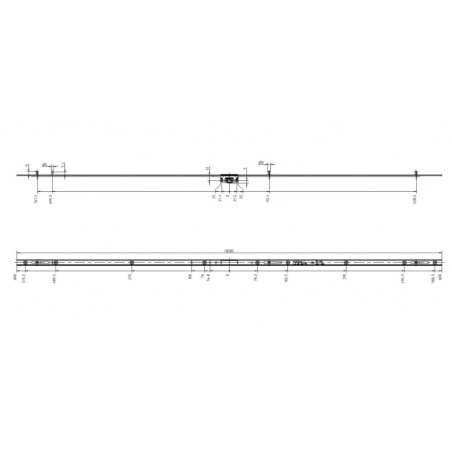 628497 ROTO Crémone de coulissant simple / 3 goujons / axe 17mm / L1200