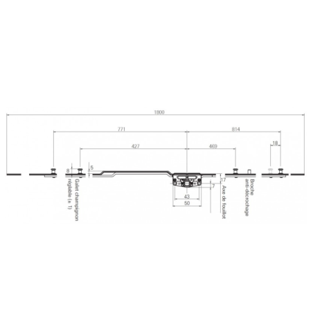 628498 ROTO Crémone de coulissant simple / 4 galets / axe 17mm / L1800