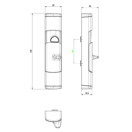 Poignée SLIDE mini manoeuvrante intérieure ou extérieure ral 9016